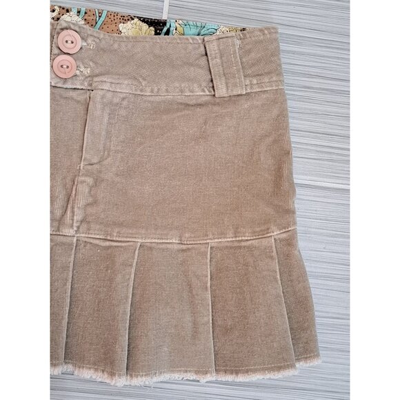 Y2K Corduroy Pleated Micro Mini Skirt Button Zip Small Schoolgirl Preppy Rue 21 - Picture 3 of 7